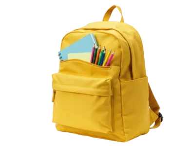 A school backpack filled with pencils and books